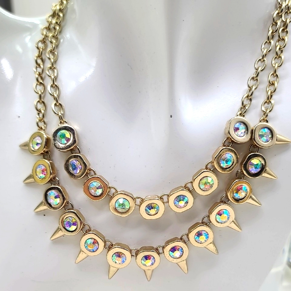 $152 Pam & Gela JUICY COUTURE Aurora Borealis Convertible Double Neck w Spikes!